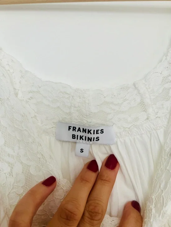 Frankies Bikinis Dakota Maxi Dress White Lace Tiered Romantic Cottagecore Boho S - Picture 10 of 11